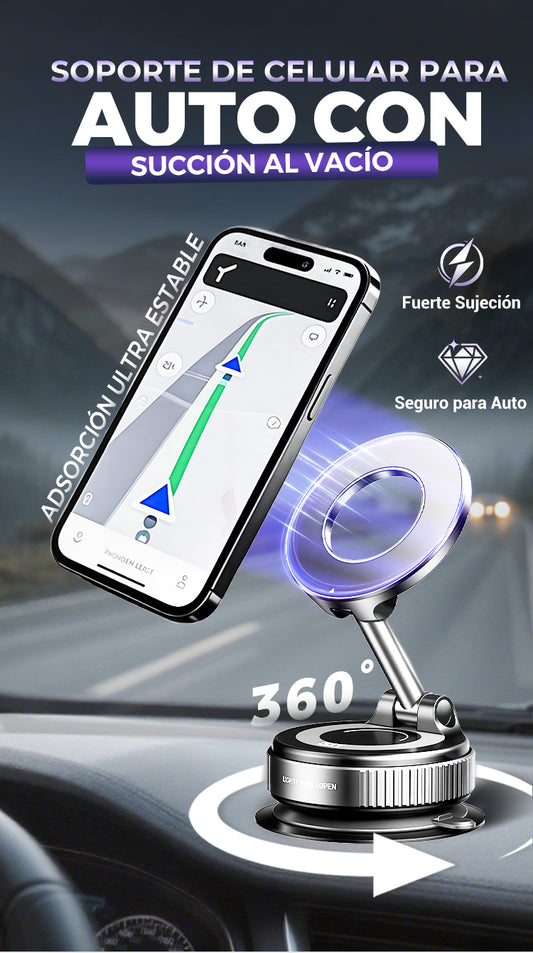 Soporte Magnético 360° con Ventosa – Fijación Súper Segura para Móvil