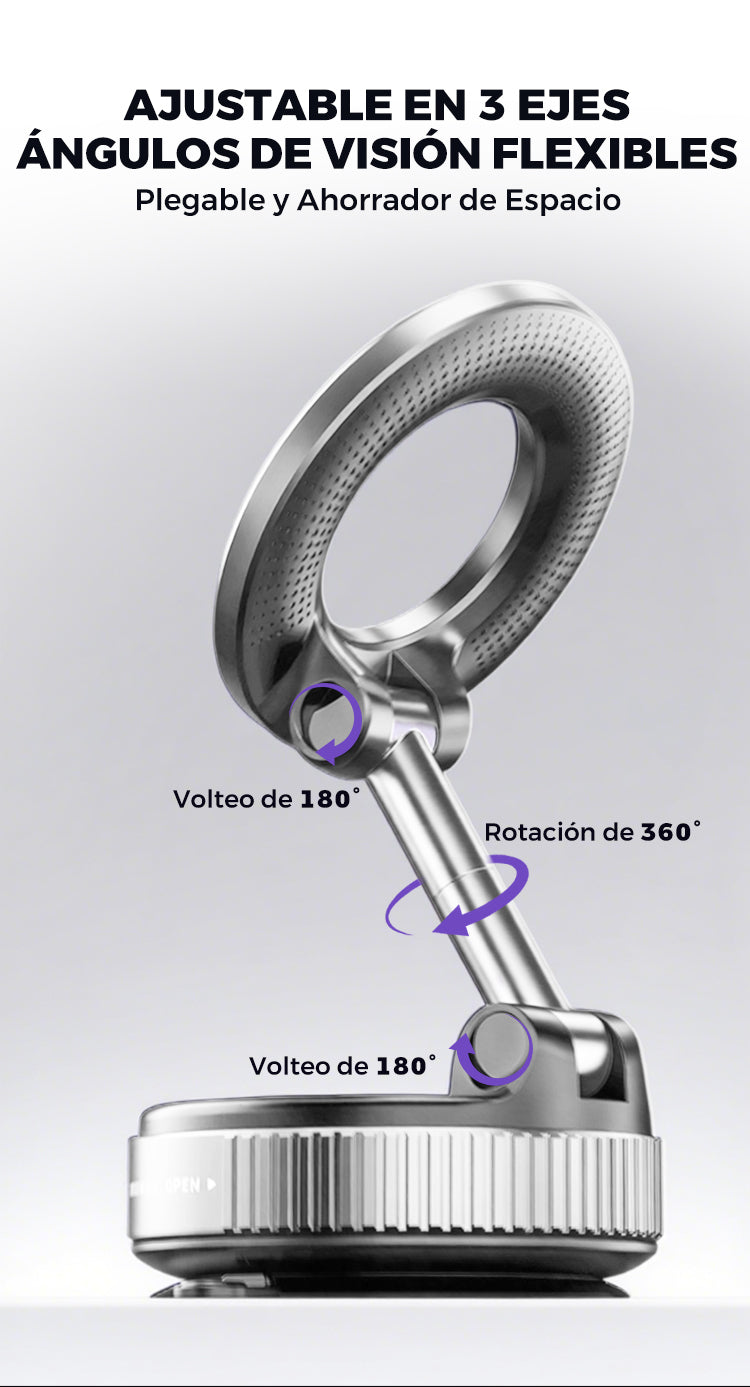 Soporte Magnético 360° con Ventosa – Fijación Súper Segura para Móvil