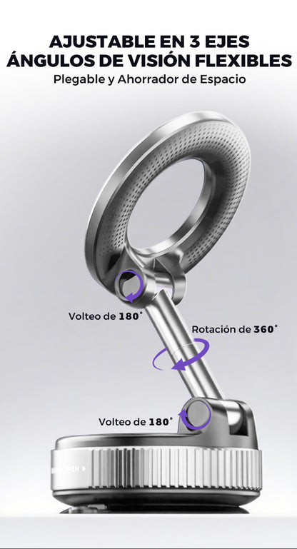 Soporte Magnético 360° con Ventosa – Fijación Súper Segura para Móvil
