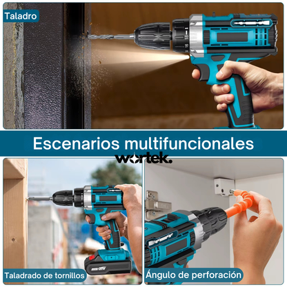 Kit Taladro Inalámbrico Profesional con Doble Batería y Maletín de Accesorios – 18 Niveles de Torsión