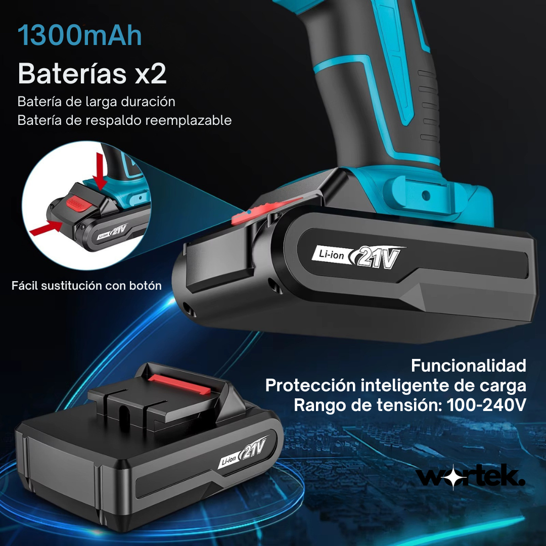 Kit Taladro Inalámbrico Profesional con Doble Batería y Maletín de Accesorios – 18 Niveles de Torsión