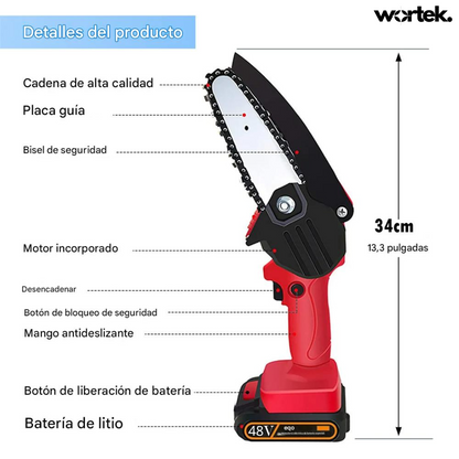 Motosierra de Mano Eléctrica | Batería 48V + Maletin GRATIS