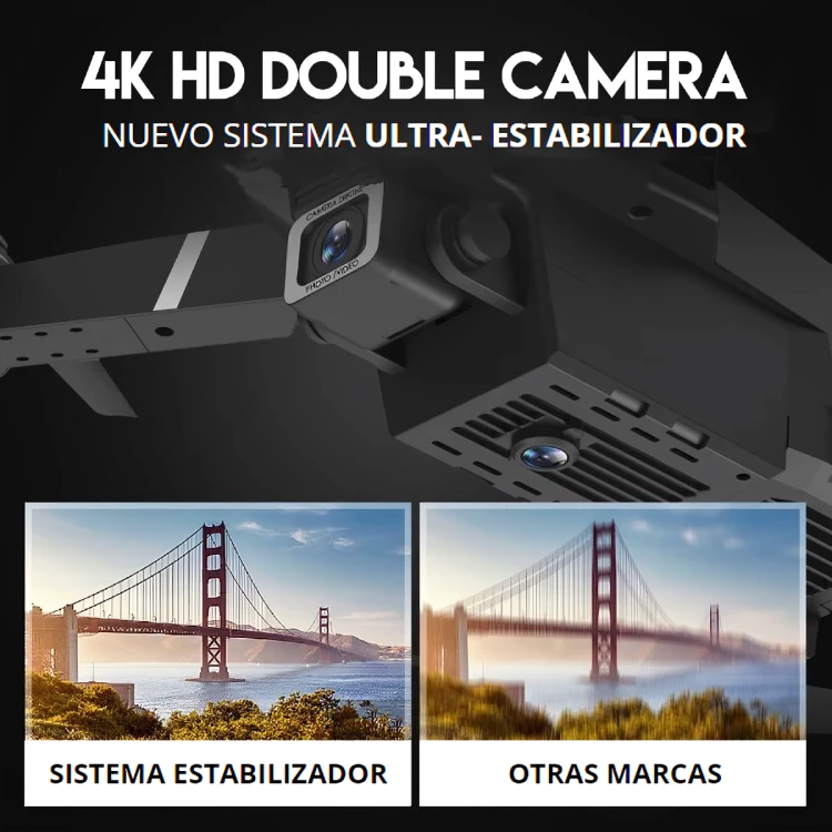 Drofly®️ - Dron con doble cámara Full HD 4K (+2 Baterías y Maletín GRATIS) - Wortek