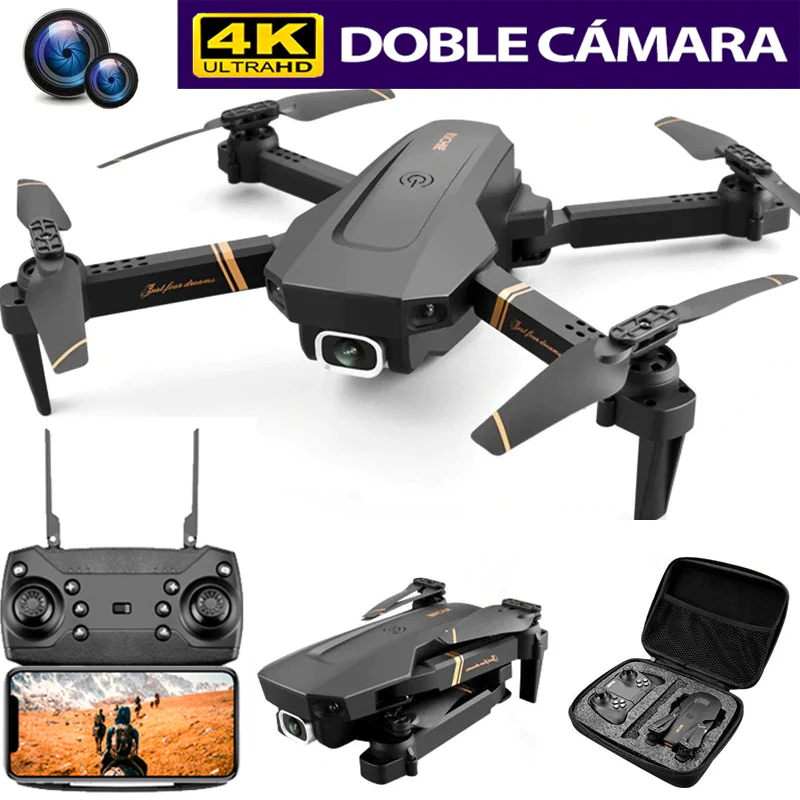 Drofly®️ - Dron con doble cámara Full HD 4K (+2 Baterías y Maletín GRATIS) - Wortek