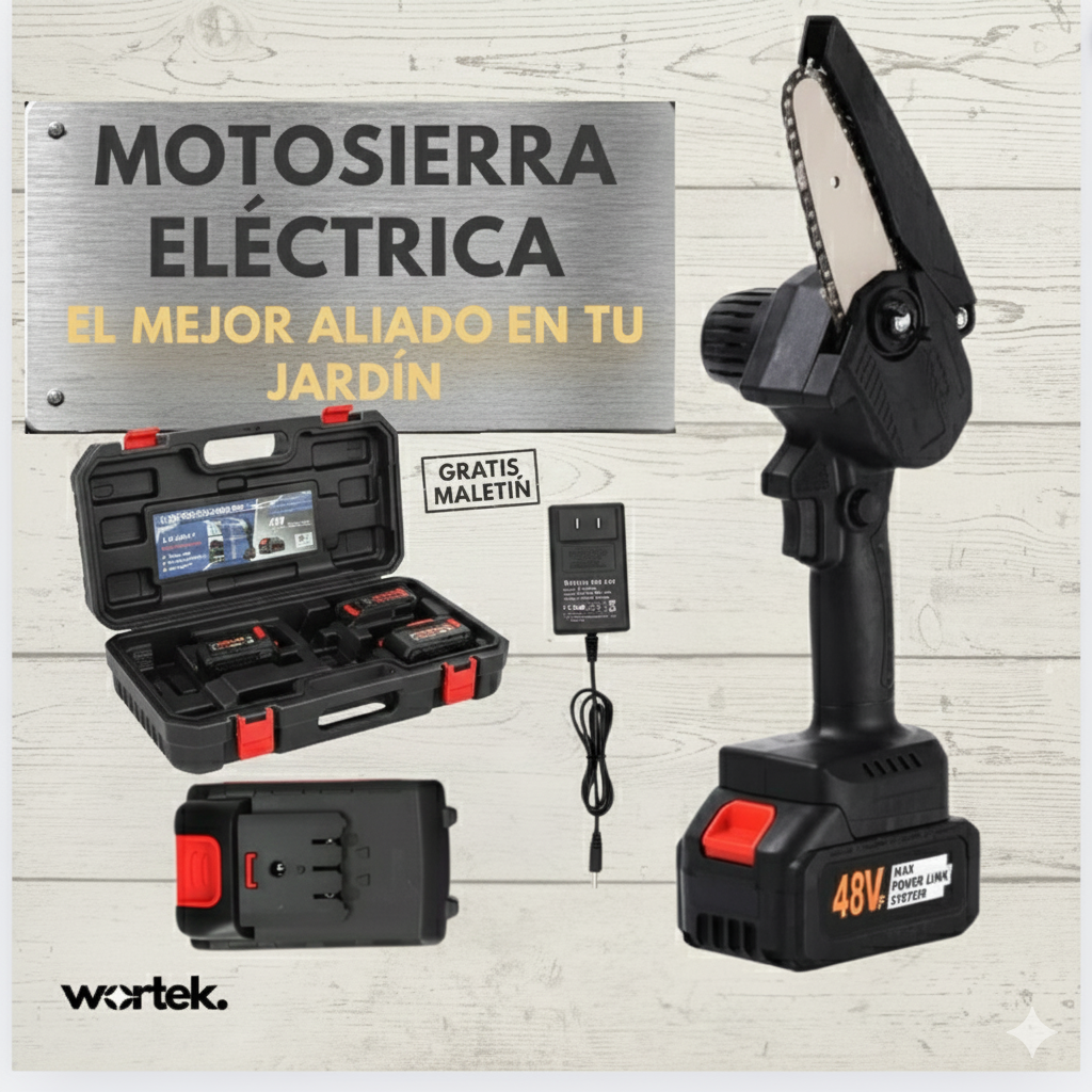 Motosierra de Mano Eléctrica | Batería 48V + Maletin GRATIS