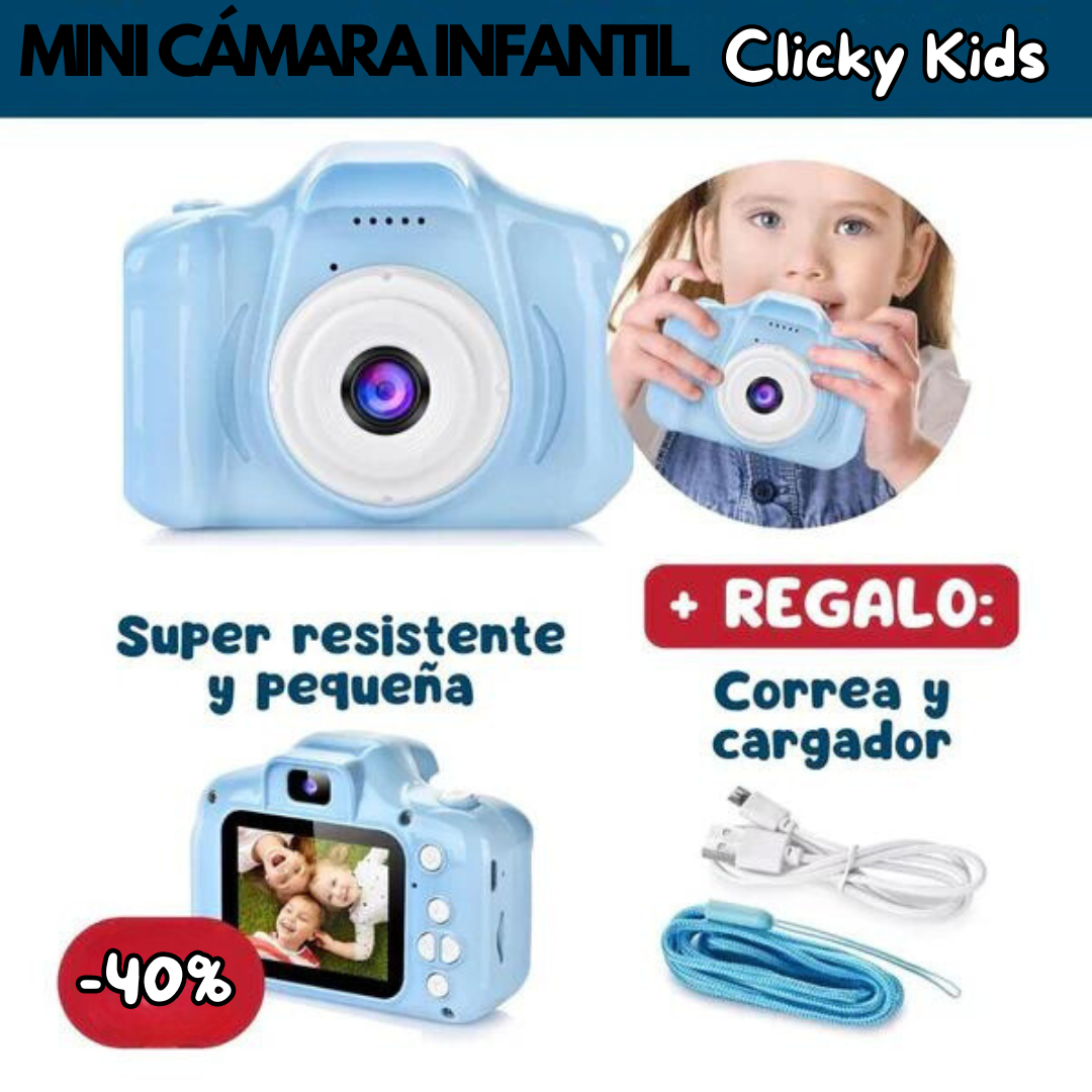 Mini Cámara Infantil "Clicky Kids" con Pantalla de 2 Pulgadas