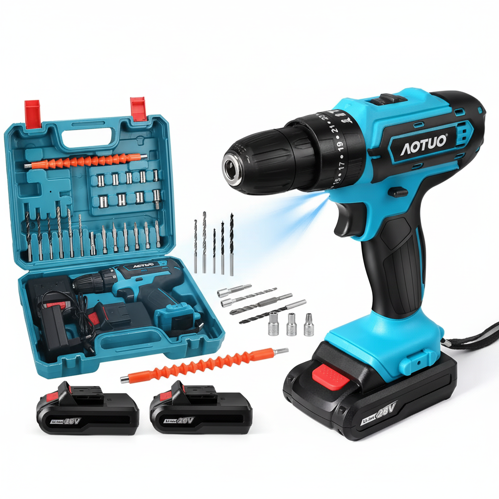 Kit Taladro Inalámbrico Profesional con Doble Batería y Maletín de Accesorios – 18 Niveles de Torsión